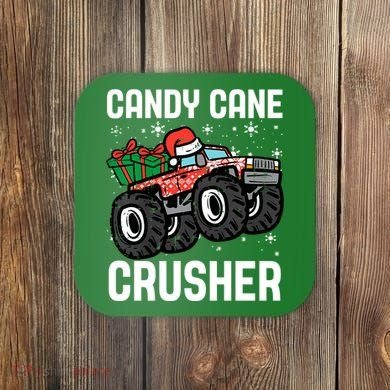 Candy Cane Crusher Christmas Monster Truck Coaster