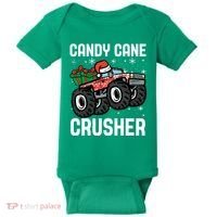 Candy Cane Crusher Christmas Monster Truck Baby Bodysuit thumb 0