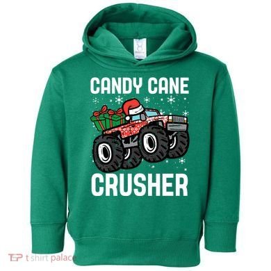 Candy Cane Crusher Christmas Monster Truck Toddler Hoodie