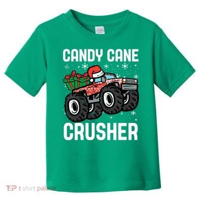 Candy Cane Crusher Christmas Monster Truck Toddler T-Shirt