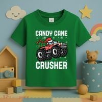Candy Cane Crusher Christmas Monster Truck Toddler T-Shirt thumb 3