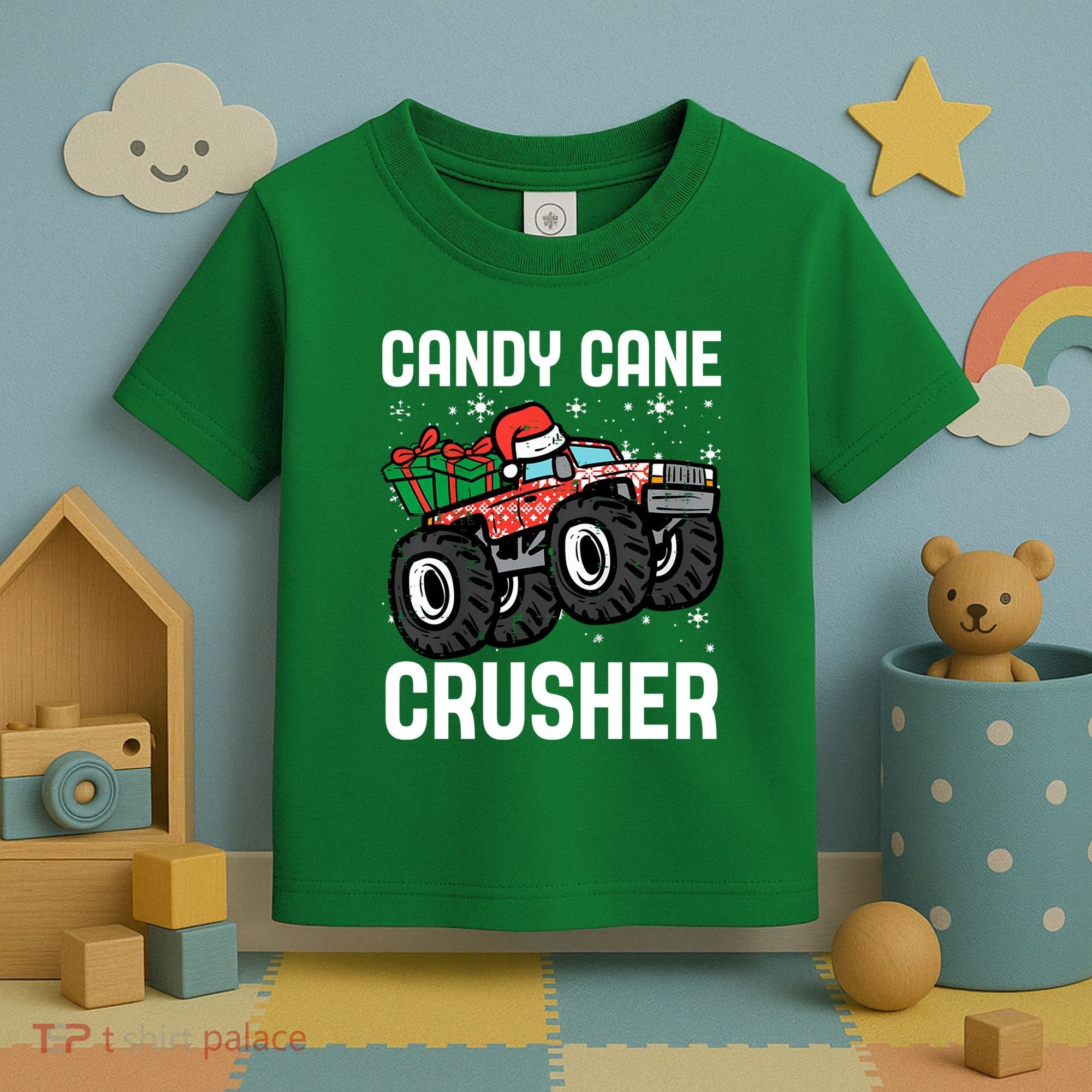 Candy Cane Crusher Christmas Monster Truck Toddler T-Shirt