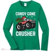 Candy Cane Crusher Christmas Monster Truck Women's Long Sleeve Shirt thumb 0