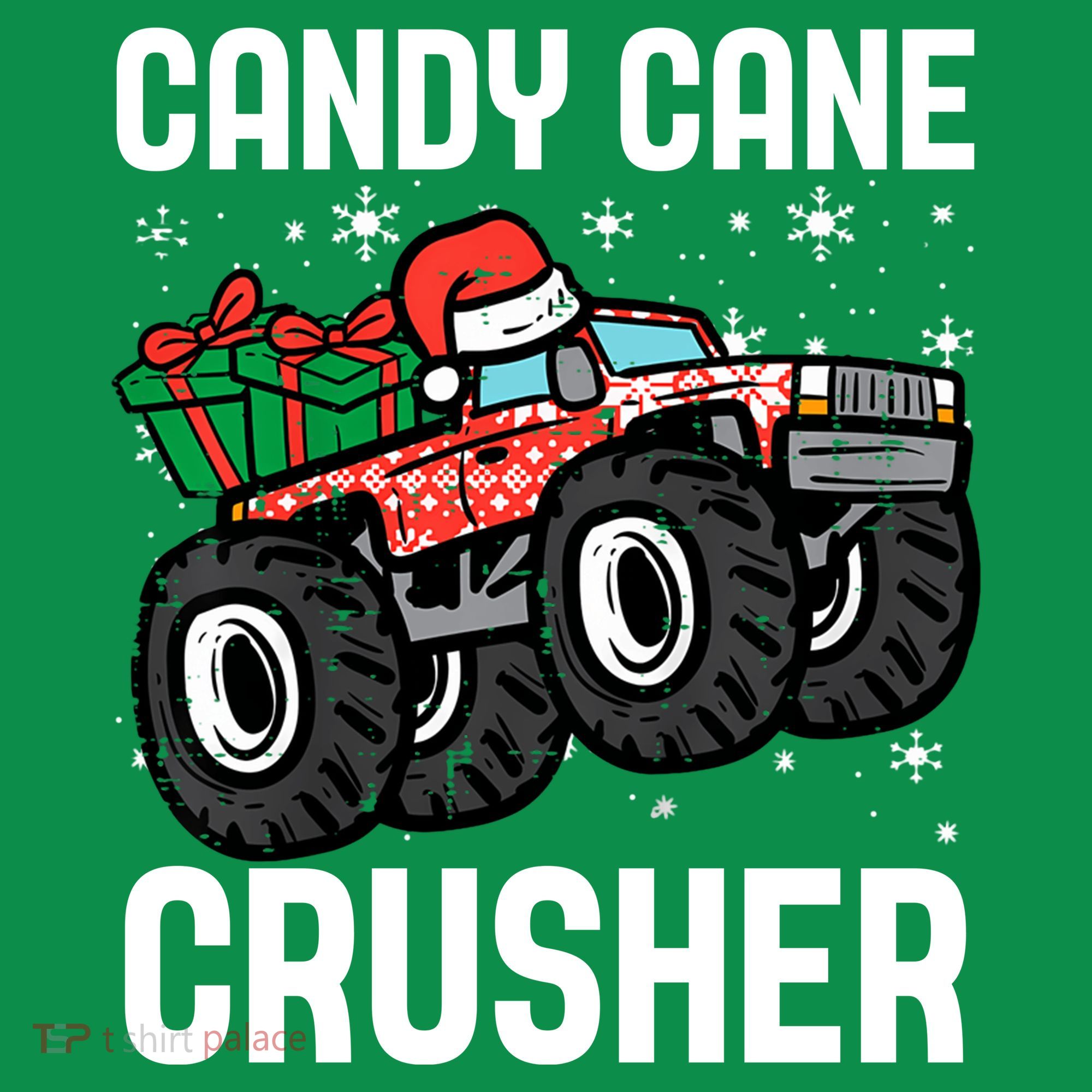 Candy Cane Crusher Christmas Monster Truck Women's Long Sleeve Shirt