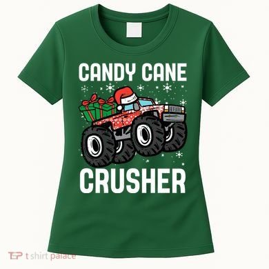 Candy Cane Crusher Christmas Monster Truck Women's T-Shirt