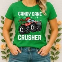 Candy Cane Crusher Christmas Monster Truck Women's T-Shirt thumb 2