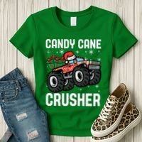 Candy Cane Crusher Christmas Monster Truck Women's T-Shirt thumb 3