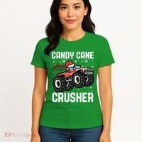 Candy Cane Crusher Christmas Monster Truck Women's T-Shirt thumb 4