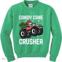 Candy Cane Crusher Christmas Monster Truck Kids Sweatshirt thumb 0