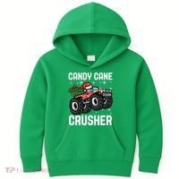 Candy Cane Crusher Christmas Monster Truck Kids Hoodie thumb 0