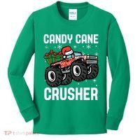 Candy Cane Crusher Christmas Monster Truck Kids Long Sleeve Shirt thumb 0