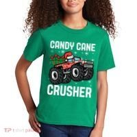 Candy Cane Crusher Christmas Monster Truck Kids T-Shirt thumb 2