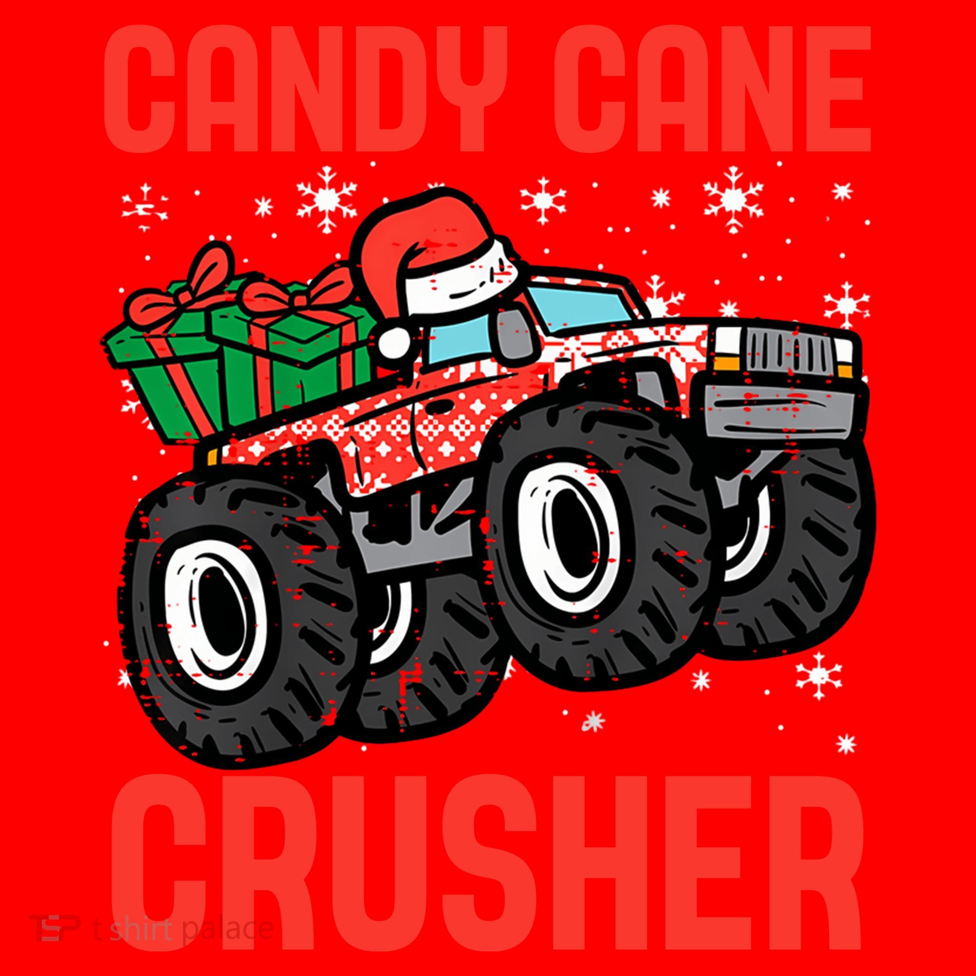 Candy Cane Crusher Christmas Monster Truck Santa Hat