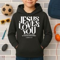 Christian Jesus Loves You Kids Hoodie thumb 2