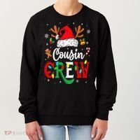 Christmas Cousin Crew Reindeer Santa Hat Lights Women's Sweatshirt thumb 0