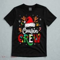 Christmas Cousin Crew Reindeer Santa Hat Lights T-Shirt thumb 5