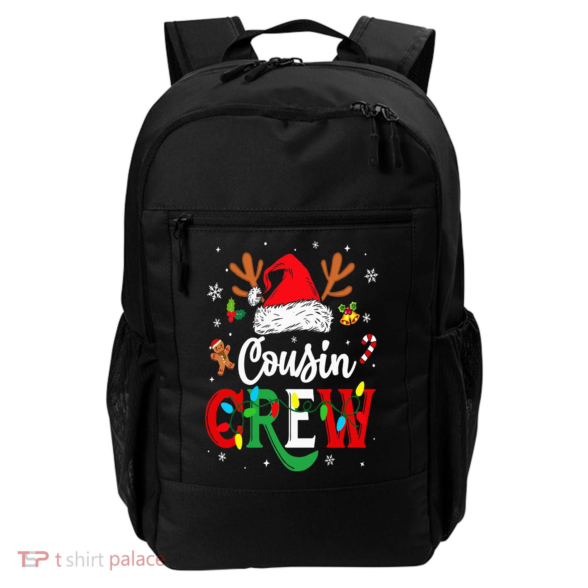 Christmas Cousin Crew Reindeer Santa Hat Lights Backpack