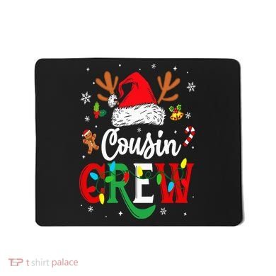 Christmas Cousin Crew Reindeer Santa Hat Lights Mousepad