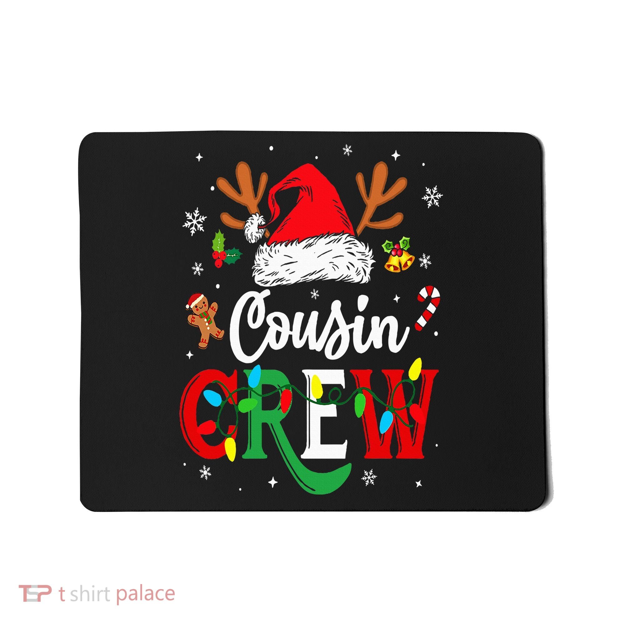 Christmas Cousin Crew Reindeer Santa Hat Lights Mousepad