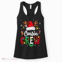 Christmas Cousin Crew Reindeer Santa Hat Lights Women's Tank Top thumb 0