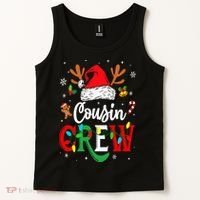 Christmas Cousin Crew Reindeer Santa Hat Lights Tank Top thumb 2