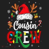 Christmas Cousin Crew Reindeer Santa Hat Lights Golf Towel thumb 3