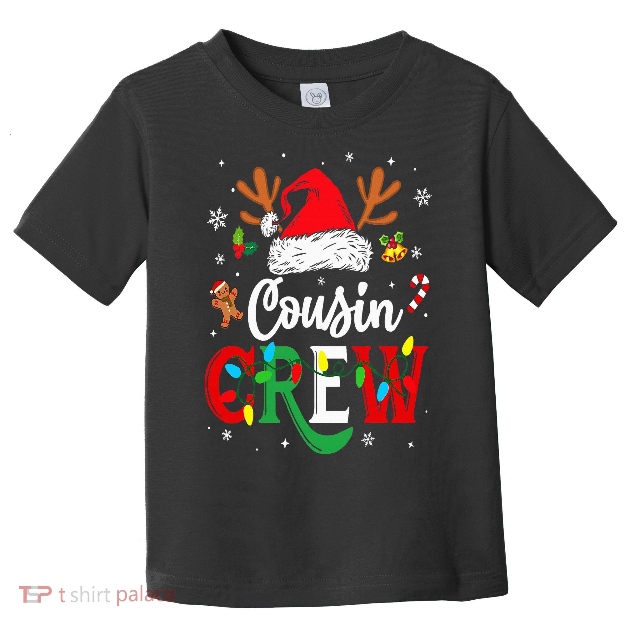 Christmas Cousin Crew Reindeer Santa Hat Lights Toddler T-Shirt