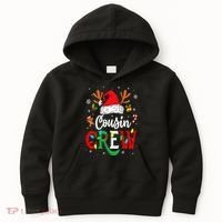 Christmas Cousin Crew Reindeer Santa Hat Lights Kids Hoodie thumb 0