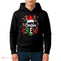 Christmas Cousin Crew Reindeer Santa Hat Lights Kids Hoodie thumb 4