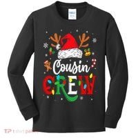 Christmas Cousin Crew Reindeer Santa Hat Lights Kids Long Sleeve Shirt thumb 0