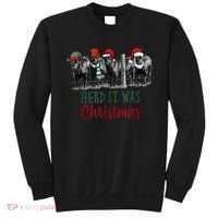 Cute Christmas Cows Herd It Was Christmas Funny Cow Shirt Sweatshirt thumb 0