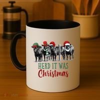 Cute Christmas Cows Herd It Was Christmas Funny Cow Shirt Coffee Mug thumb 4