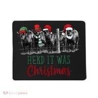 Cute Christmas Cows Herd It Was Christmas Funny Cow Shirt Mousepad thumb 0