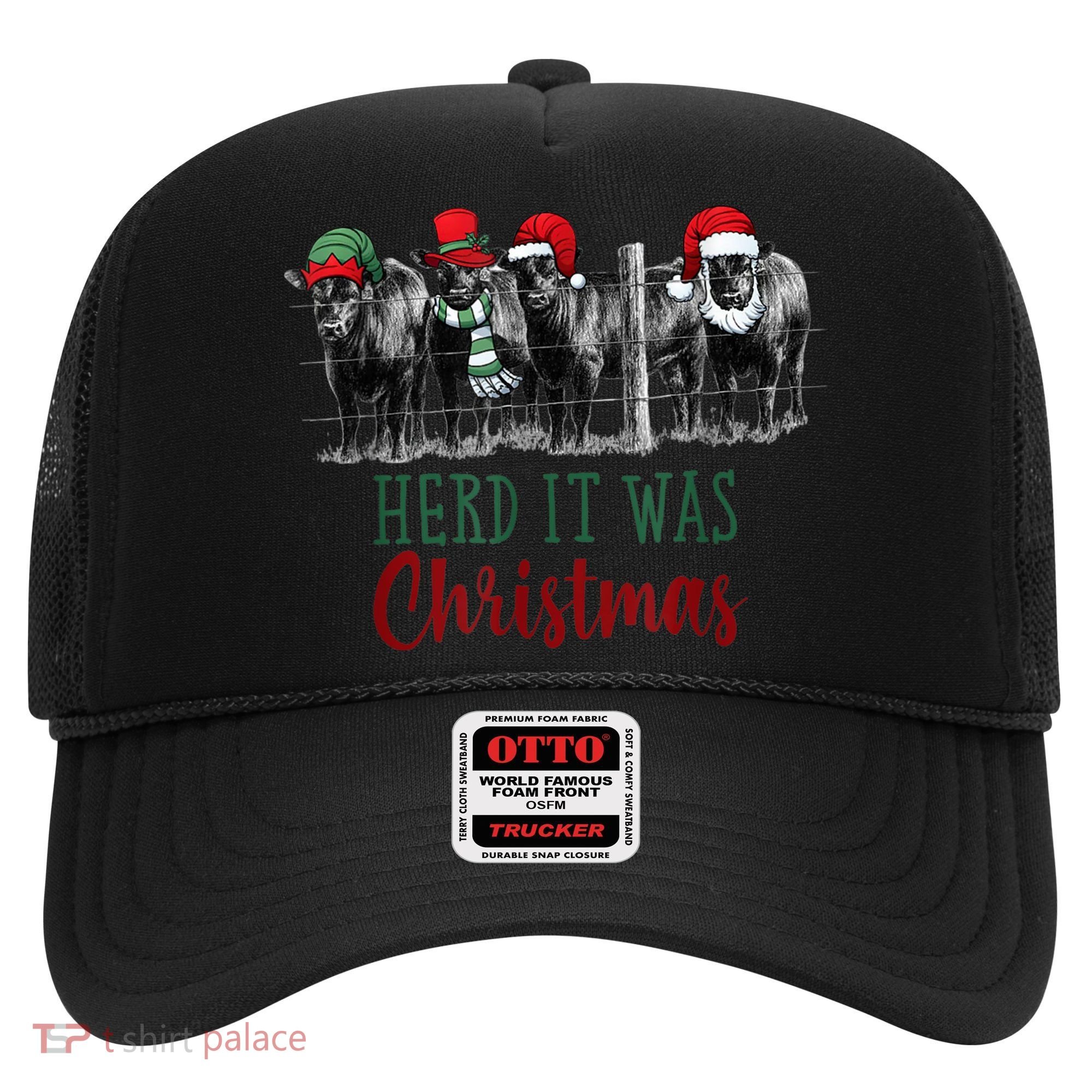 Cute Christmas Cows Herd It Was Christmas Funny Cow Shirt Hat