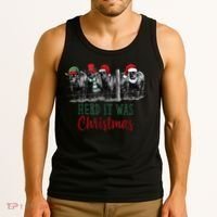 Cute Christmas Cows Herd It Was Christmas Funny Cow Shirt Tank Top thumb 3