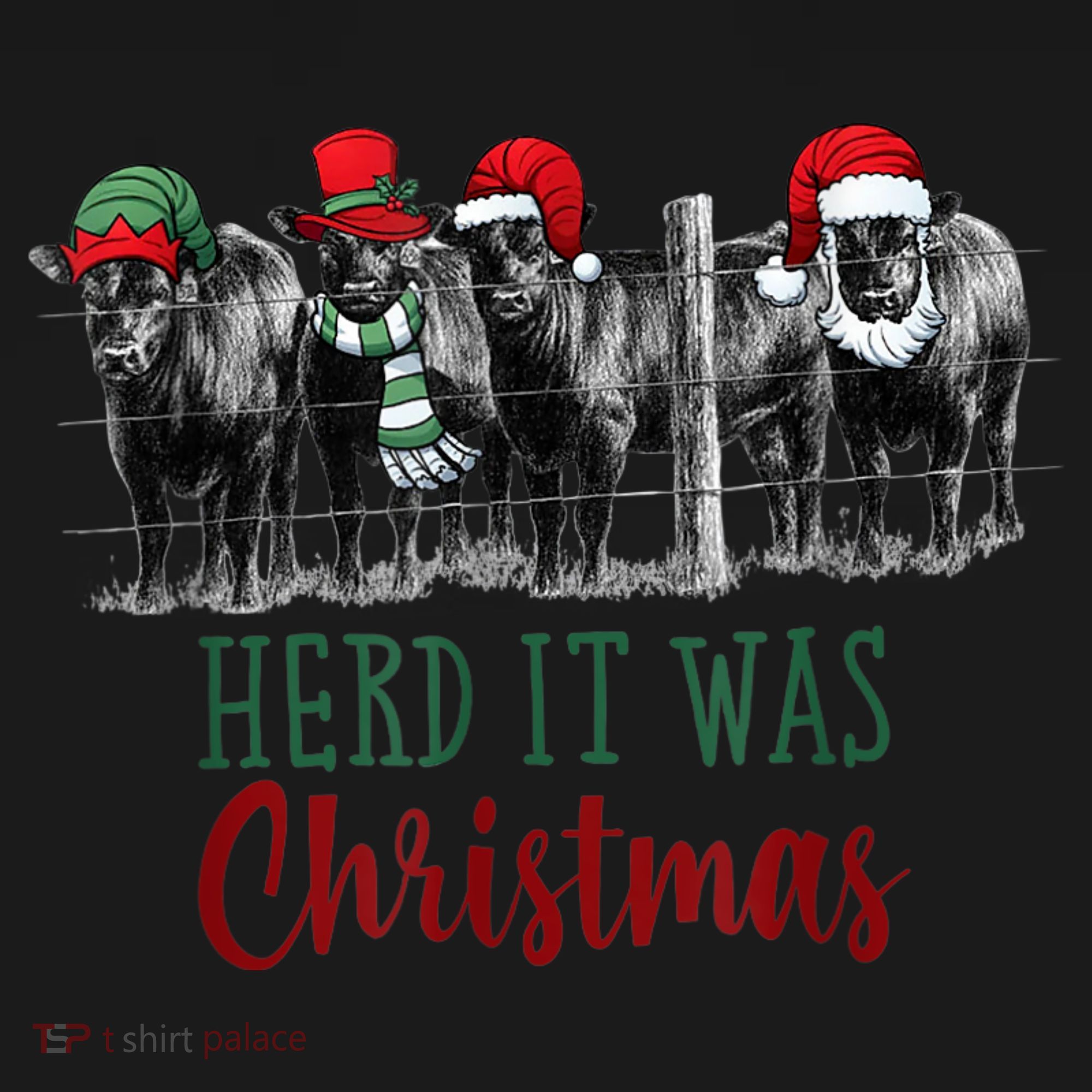 Cute Christmas Cows Herd It Was Christmas Funny Cow Shirt Kids Sweatshirt