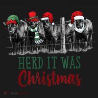 Cute Christmas Cows Herd It Was Christmas Funny Cow Shirt Kids Hoodie thumb 5