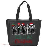 Cute Christmas Cows Herd It Was Christmas Funny Cow Shirt Tote Bag thumb 0