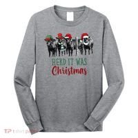 Cute Christmas Cows Herd It Was Christmas Funny Cow Shirt Long Sleeve Shirt thumb 0
