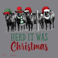 Cute Christmas Cows Herd It Was Christmas Funny Cow Shirt Long Sleeve Shirt thumb 2