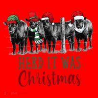 Cute Christmas Cows Herd It Was Christmas Funny Cow Shirt Santa Hat thumb 1