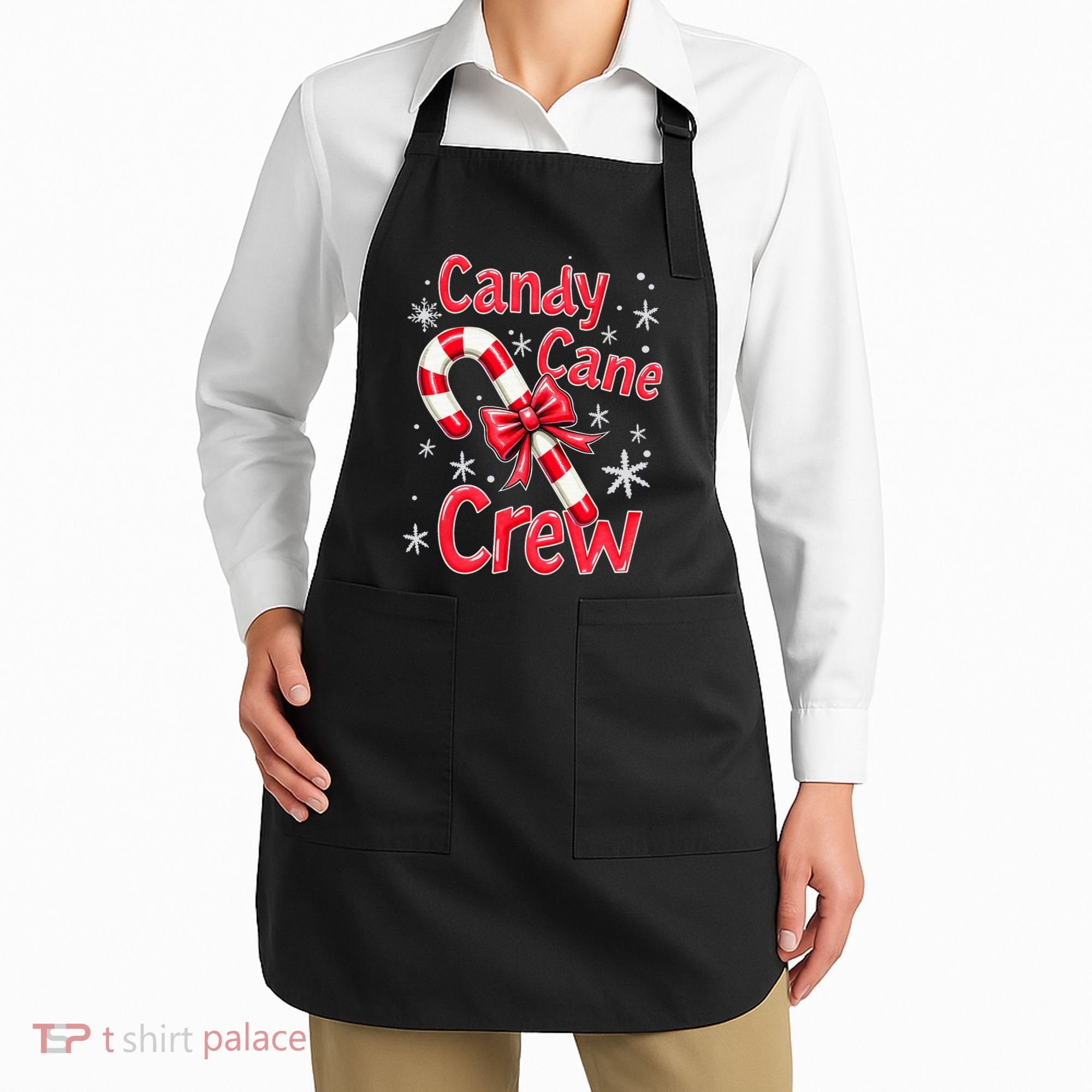 Candy Cane Crew Merry Christmas Xmas Santa Pajamas Holiday Apron
