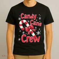Candy Cane Crew Merry Christmas Xmas Santa Pajamas Holiday T-Shirt thumb 3