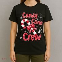 Candy Cane Crew Merry Christmas Xmas Santa Pajamas Holiday T-Shirt thumb 4
