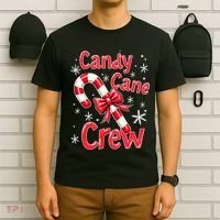 Candy Cane Crew Merry Christmas Xmas Santa Pajamas Holiday T-Shirt thumb 6