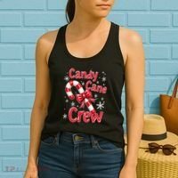 Candy Cane Crew Merry Christmas Xmas Santa Pajamas Holiday Women's Tank Top thumb 2