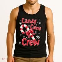 Candy Cane Crew Merry Christmas Xmas Santa Pajamas Holiday Tank Top thumb 3
