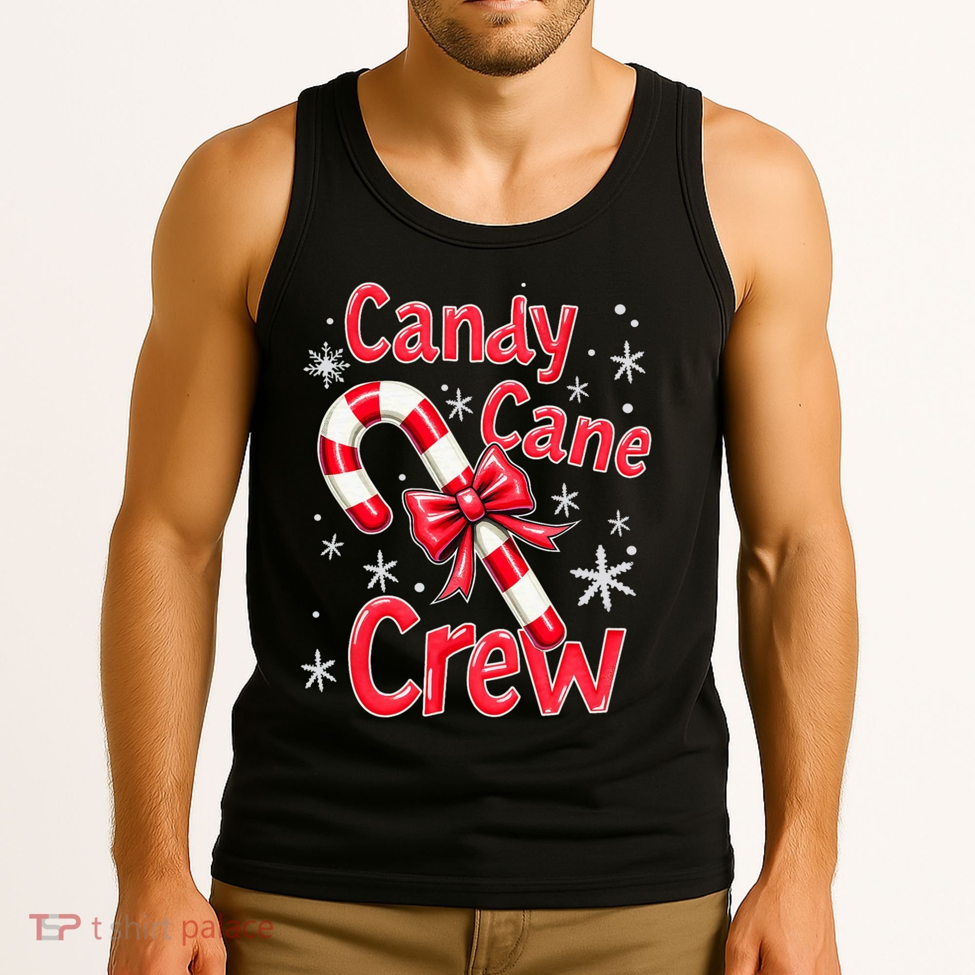 Candy Cane Crew Merry Christmas Xmas Santa Pajamas Holiday Tank Top