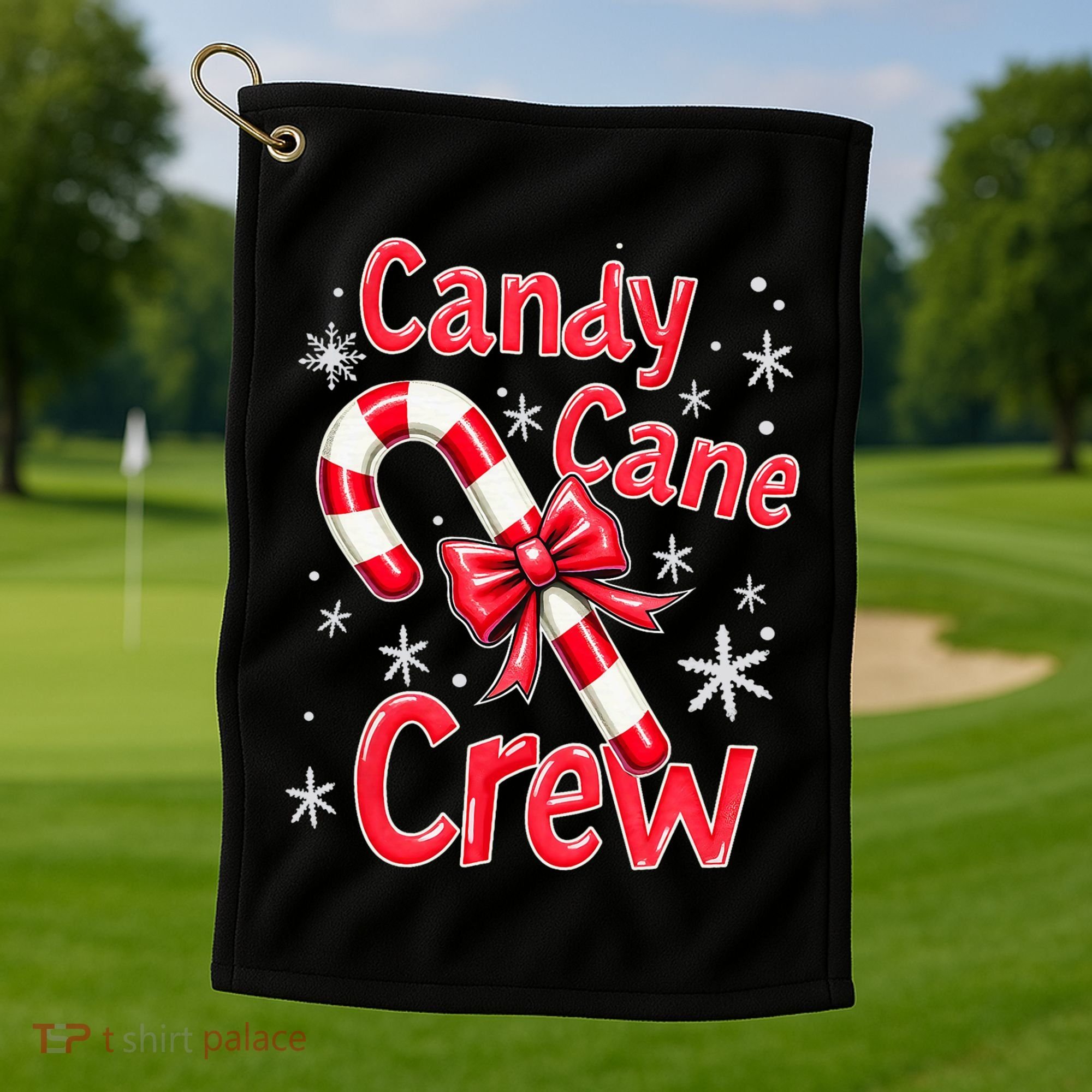 Candy Cane Crew Merry Christmas Xmas Santa Pajamas Holiday Golf Towel