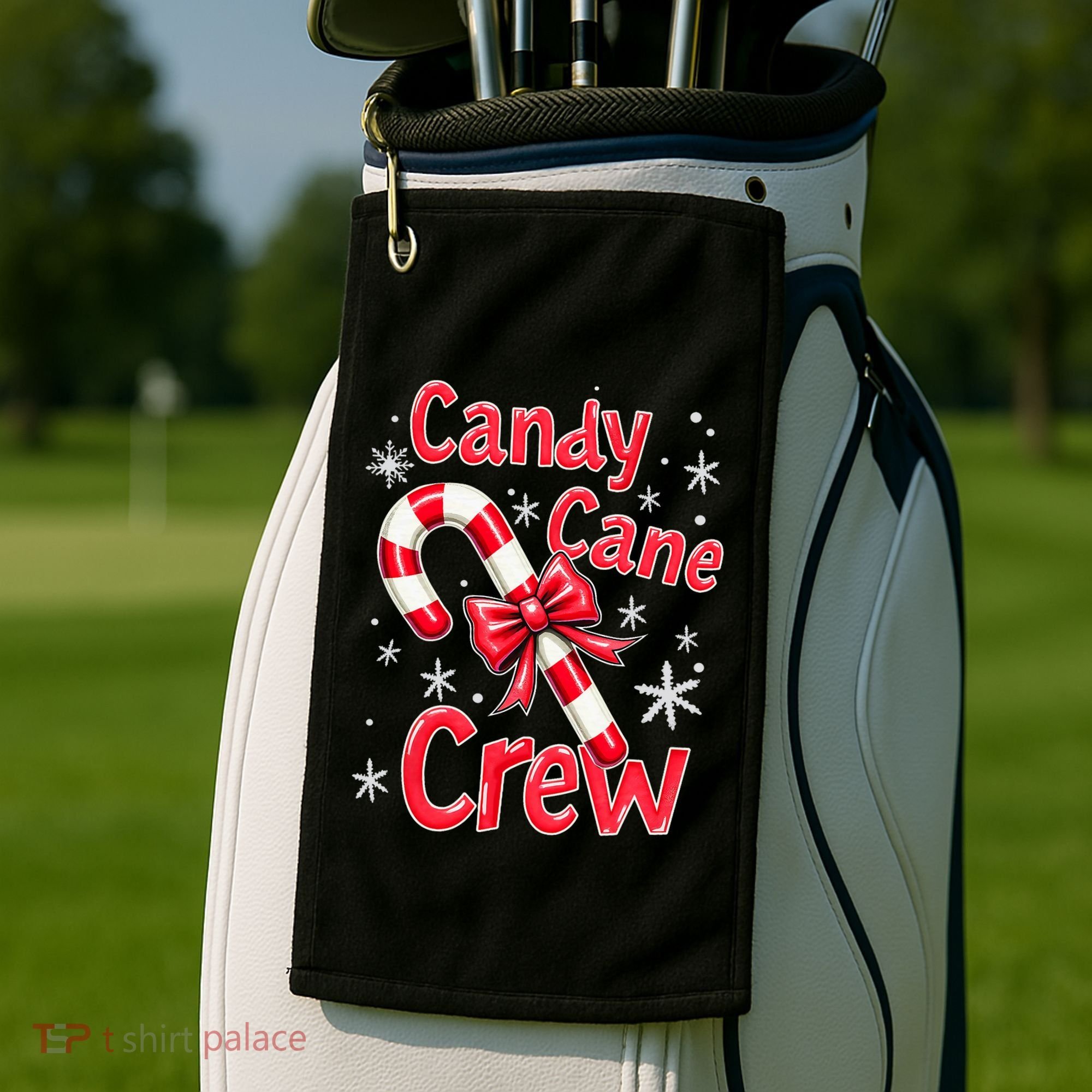 Candy Cane Crew Merry Christmas Xmas Santa Pajamas Holiday Golf Towel